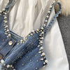 New Temperament Blouse Female Lapel Beaded Stacking Bead Blusa Sling Waistcoat C Fashion Two-piece Shirt