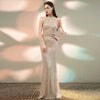 Elegant Chain Sequin Slim Dress Women Fashion Hollow Out Off Shoulder Skinny Club Dresses Ladies Sleeveless Party Dress