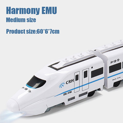 1:8 Harmony Railcar Simulation High-speed Railway Train Toys for Boys Electric Sound Light Train EMU Model Puzzle Child Car Toy