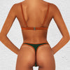 Vintage Retro Bikini Patchwork Swimsuit Thong Brazilian Sexy Swimwear Female 2022 New Summer Micro V-bar Green Bathing Suits
