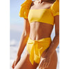 Sexy Bikini 2022 New 2 Piece Women Swimsuit Solid Color Short Puff Sleeve Summer High Waist Cut Backless Bathing Suit Beachwear