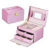 Large Jewelry Box Organizer Girls PU Leather Drawer Jewellery Boxes Earrings Ring Necklace Jewelry Storage Case Casket
