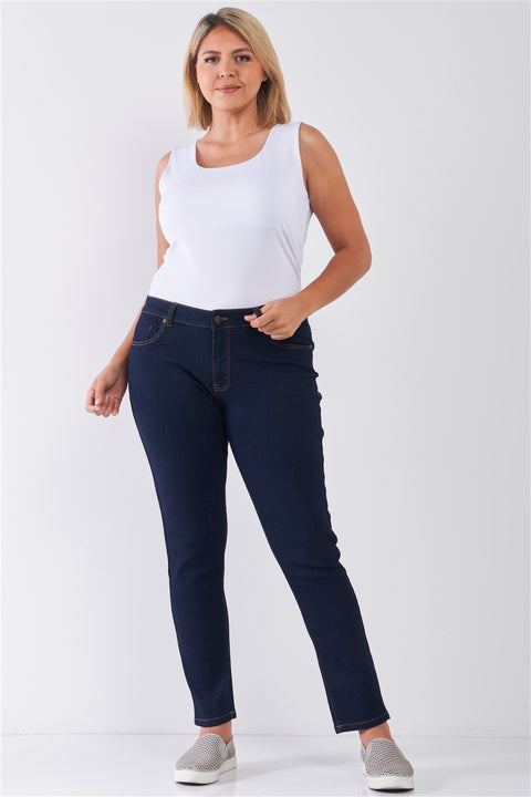 Kaila Curve Junior Dark Blue Denim Mid-Rise Skinny Jeans