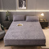Winter Warm Elastic Velvet Bed Linen Bedspread Thick Quilted Plush Double Bed Fitted Sheet Couple Mattress Cover