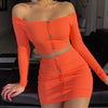 Long Sleeve Crop Top & Mini Skirt Set For Party l Teen Fashion Store
