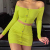Long Sleeve Crop Top & Mini Skirt Set For Party l Teen Fashion Store