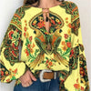 Women Bohemian Clothing Plus Size Blouse Shirt Vintage Floral Print