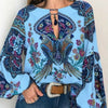 Women Bohemian Clothing Plus Size Blouse Shirt Vintage Floral Print