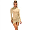 Long Sleeve Lace Up Draped Tight Dresses