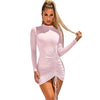 Long Sleeve Lace Up Draped Tight Dresses