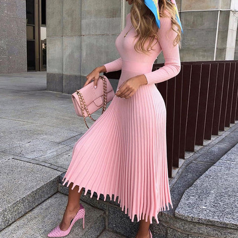 Pleated Knitted Dress