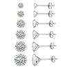 Crystal 925 Sterling Silver Four Claws Zircon Stud Earrings For Women