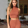 Sexy Short Two-Pieces Set Crop Tops and Shorts Body-con Matching Set