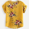 Summer Fashion Floral Print Blouse Pullover Ladies O-Neck Tee Tops