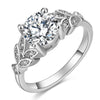 Hot Crystal Silvery Women Leaf Engagement Ring