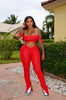 Spaghetti Strap Off Shoulder Tube Top and Skinny Pants Set Two Piece Matching Set Tracksuit