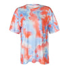 Summer 2 Piece Set Women Tie Dye Set Basic Casual Short Sleeve Loose T-shirt Top