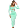 Women two Piece Set high Quality Crop top + long skirt 2 Piece Outfits party Bodycon dress Matching Sets