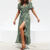 Summer Beach Maxi Dress Print Boho Long Chiffon Dress