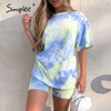 two piece suits Tie dye  T-shirt suit Sports style bicycles shorts set 2020 NEW