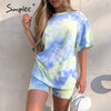 two piece suits Tie dye  T-shirt suit Sports style bicycles shorts set 2020 NEW