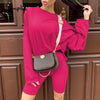 Casual women's two piece suit with belt Home loose sports tracksuits fashion
