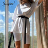Casual women's two piece suit with belt Home loose sports tracksuits fashion
