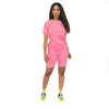 Lemon Gina Summer Women Short Sleeve O-Neck Tee Top s Two Piece Set Sporty Active Tracksuit Outfit