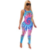 Tie Dye Rompers Women Jumpsuit Sexy Front Hollow Hole Sleeveless Fitness Catsuit
