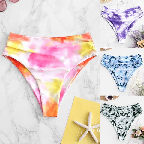 Tie-Dye Women's Swimming Trunks Bikini Thong Bottom Brazilian Swimwear