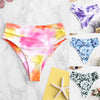 Tie-Dye Women's Swimming Trunks Bikini Thong Bottom Brazilian Swimwear