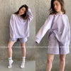 Women Tracksuits Summer Autumn Oversize Sweatshirt + Sporting Shorts Sweat Set Two Piece Outfit Solid Color Sets