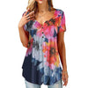 Summer Fashion Floral Print Blouse Pullover Ladies V-Neck Tee Tops