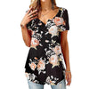 Summer Fashion Floral Print Blouse Pullover Ladies V-Neck Tee Tops