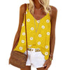 Summer Daisy Print Loose Blouse Shirts O-neck Cotton Linen