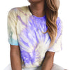 Tie-Dye Printed Shirt Blouse Summer Short Sleeve Women Tops