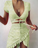 Top Selling Floral Print Tie Up Wrap Mini Dress