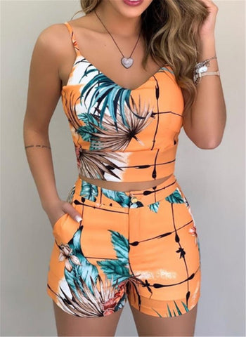 Teen Fashion Crop Top High Waist Playsuit Outfit Dresses