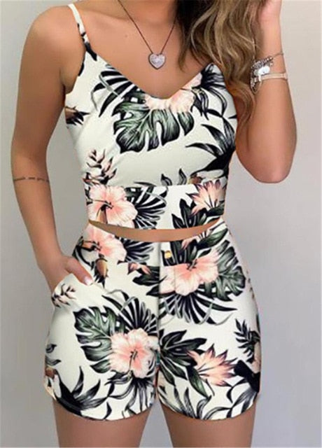 Teen Fashion Crop Top High Waist Playsuit Outfit Dresses