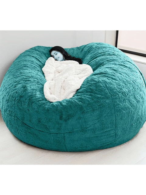 Living Room Furniture Fur Giant Bean Bag Sofa Cover With Filling & Wit ...